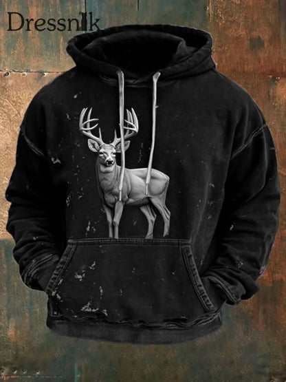 Cowboy Textur Muster gedruckt Western Village Jagd Logo Outdoor Kapuzen Sweatshirt E / S