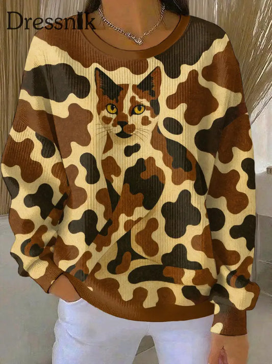 Damen Animal Print Casual Sweatshirt als bild / S