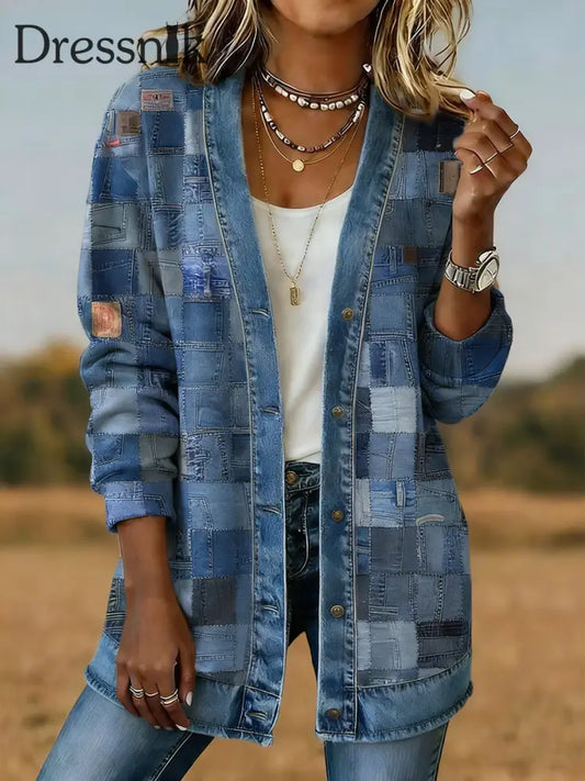 Damen Aztekisches Muster Freizeit-Strickjacke mit Knöpfen als bild / S