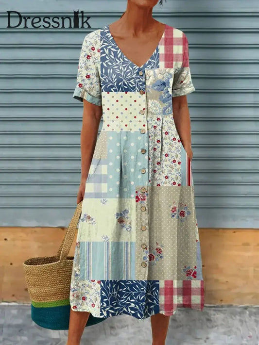 Damen-Blumen-Kunstdruck-Freizeit kleid als bild / S