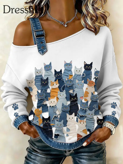 Damen Denim Kitten Top Weiß / S