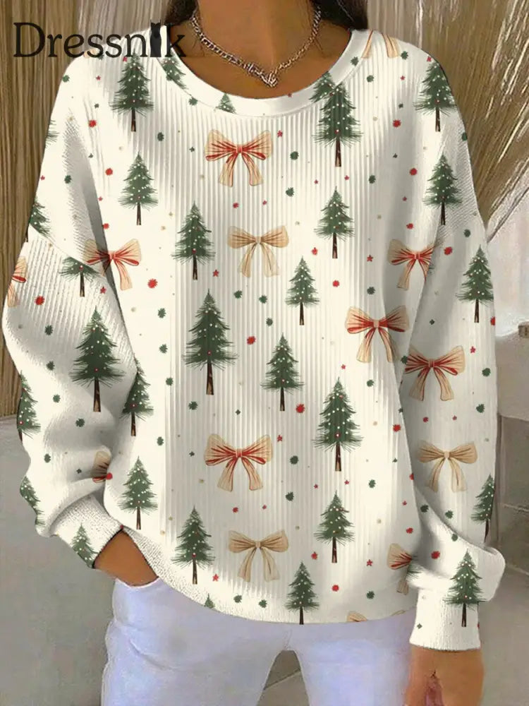 Damen Frohe Weihnachten Geripptes Rundhals-Sweatshirt als bild / S
