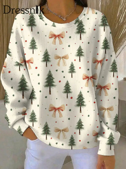 Damen Frohe Weihnachten Geripptes Rundhals-Sweatshirt als bild / S