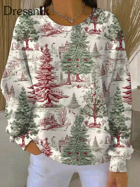 Damen Frohe Weihnachten Geripptes Rundhals-Sweatshirt als bild / S
