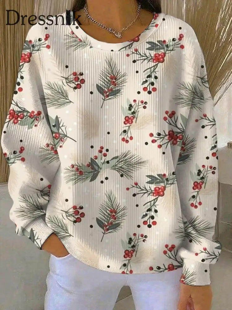 Damen Frohe Weihnachten Geripptes Rundhals-Sweatshirt als bild / S