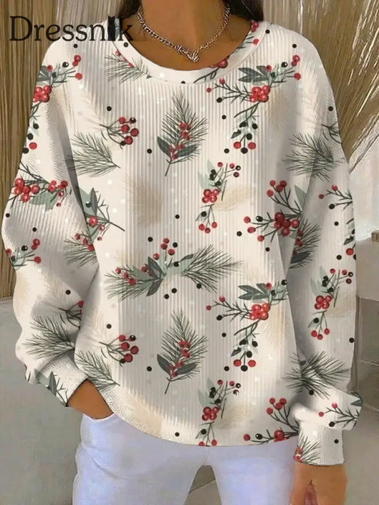 Damen Frohe Weihnachten Geripptes Rundhals-Sweatshirt als bild / S