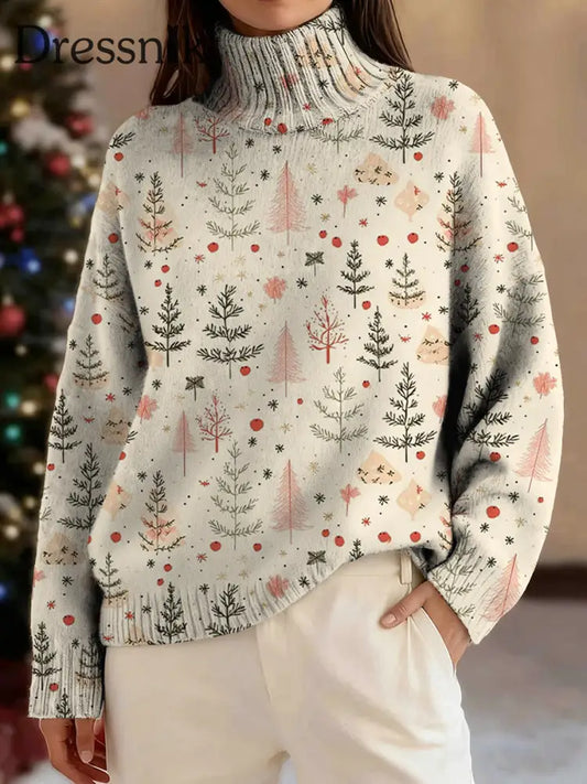 Damen Frohe Weihnachten Print Roll kragen pullover Pullover als bild / S