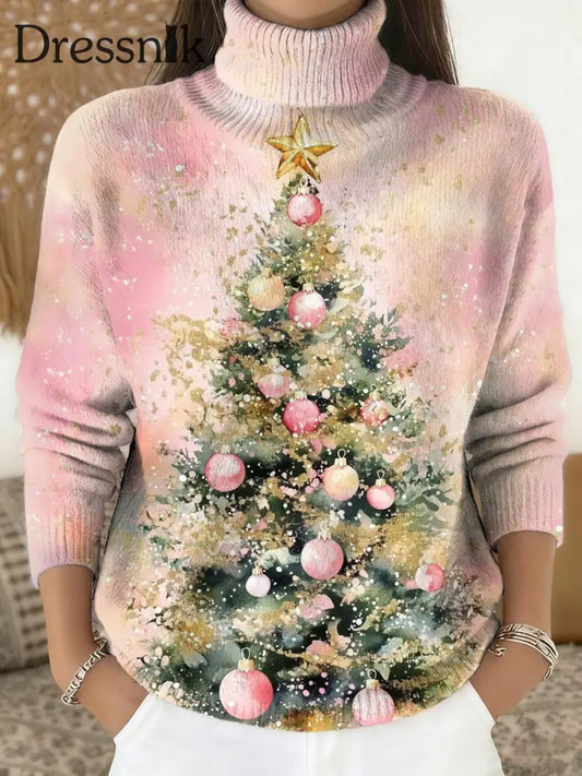 Damen Frohe Weihnachten Print Roll kragen pullover Pullover als bild / S
