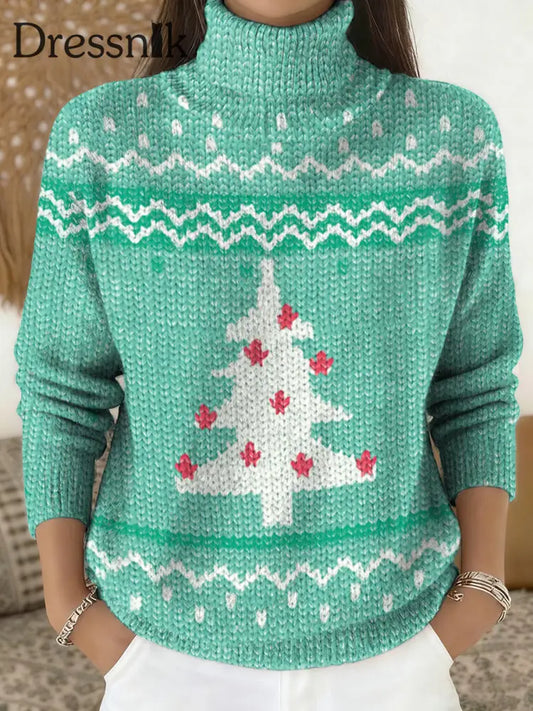 Damen Frohe Weihnachten Print Roll kragen pullover Pullover als bild / S