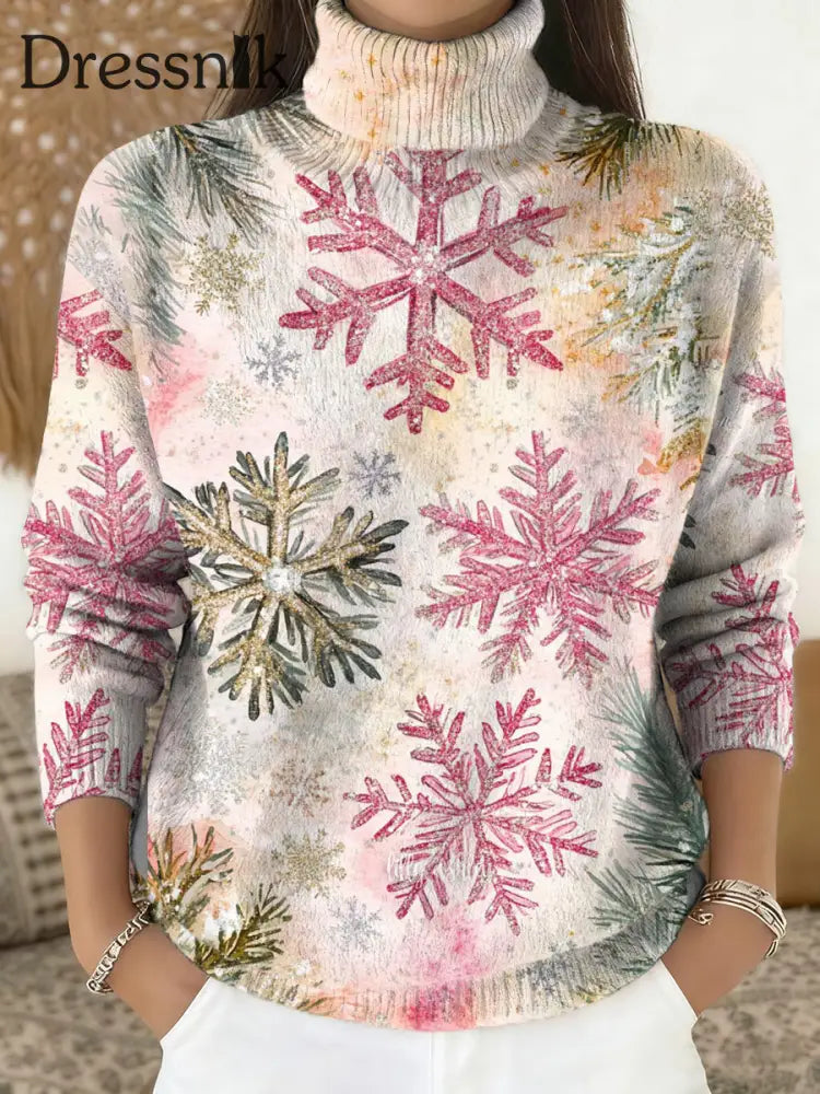 Damen Frohe Weihnachten Print Roll kragen pullover Pullover als bild / S