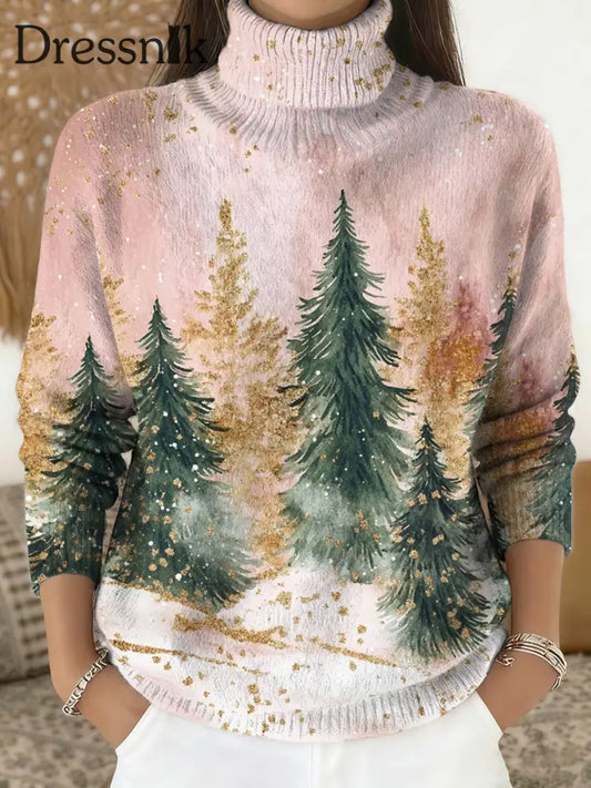 Damen Frohe Weihnachten Print Roll kragen pullover Pullover als bild / S