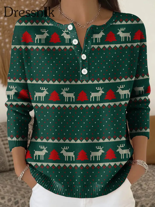Damen Frohe Weihnachten Strick pullover Grün / S