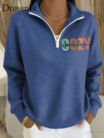 Damen gemütliches Saison bedrucktes lässiges langärmliges Sweatshirt Blau / S