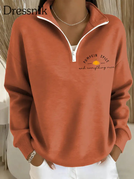 Damen gemütliches Saison bedrucktes lässiges langärmliges Sweatshirt Kürbis orange / S