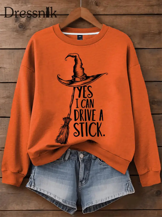 Damen Halloween Ja ich kann ein bedrucktes lässiges Sweatshirt fahren Orange / S