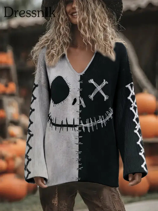 Damen Halloween Lustige Kunst Gedruckte Tops Hellgrau / S