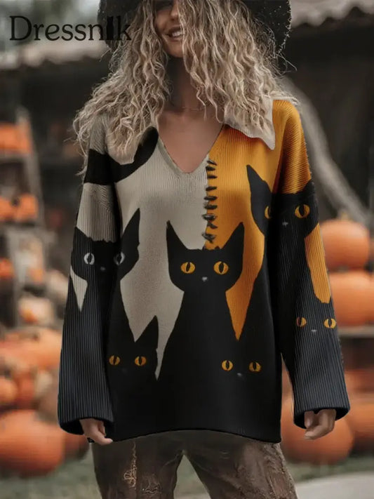 Damen Halloween Lustige Kunst Gedruckte Tops Orange / S