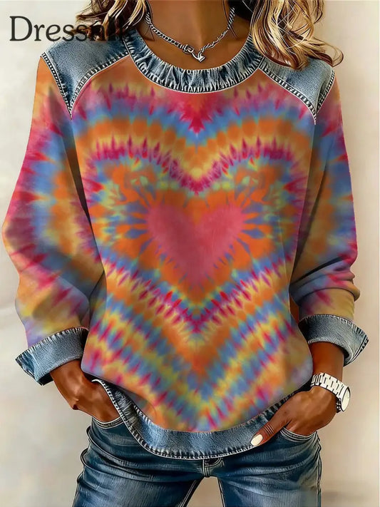 Damen Herz druck Casual Top als bild / S