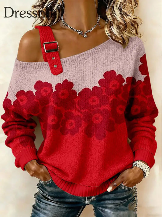 Damen Herz druck Casual Top Rot / S