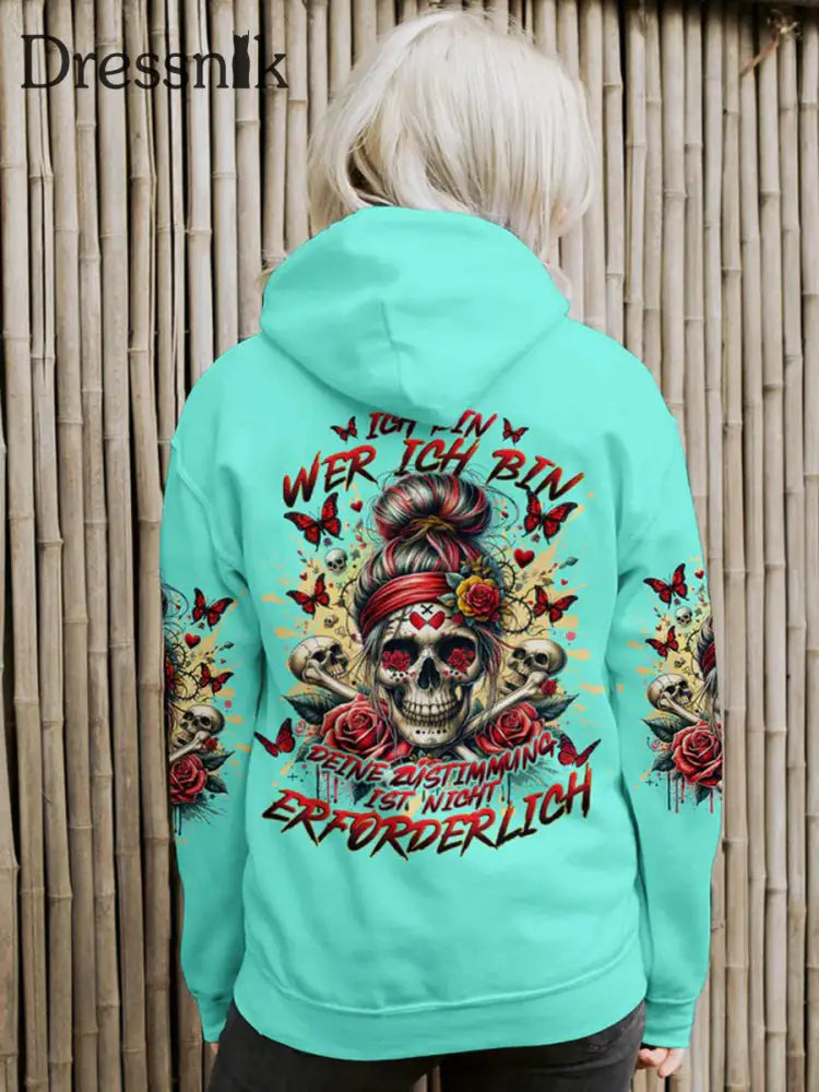 Damen ICH BIN WER ICH BIN VOLL STÄN DIGER DRUCK Bedruckter Hoodie