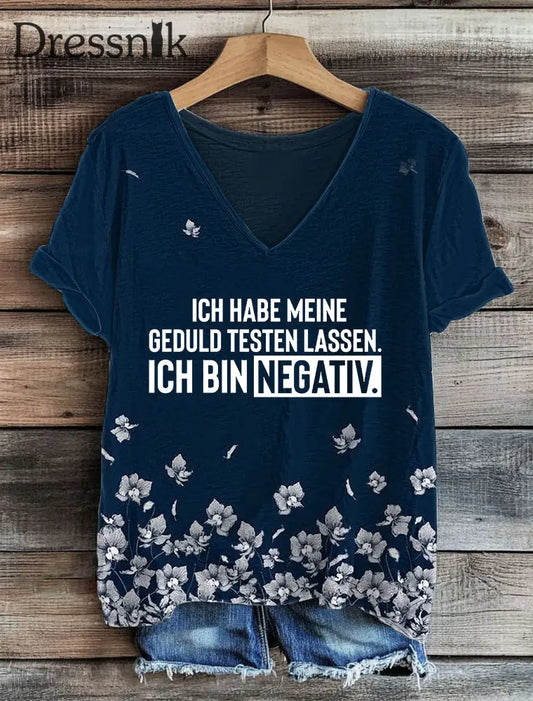 Damen Ich Habe Meine Geduld Testen Lassen Ich Bin Negativ T-Shirt mit V-Ausschnitt Marineblau / S