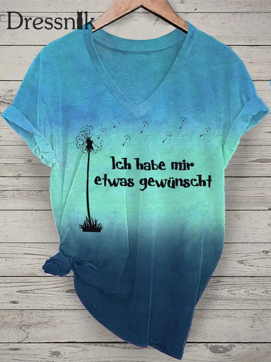 Damen Ich Habe Mir Etwas Gewünscht! Kurzarm-T-Shirt Blau-Grün / S