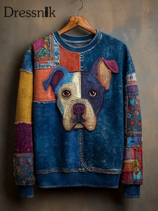 Damen Jeans Hunde Print lässig Sweatshirt als bild / S