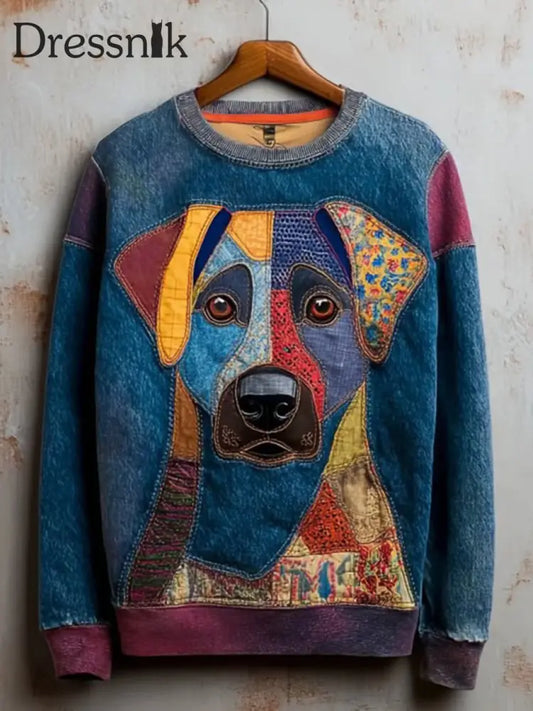 Damen Jeans Hunde Print lässig Sweatshirt als bild / S