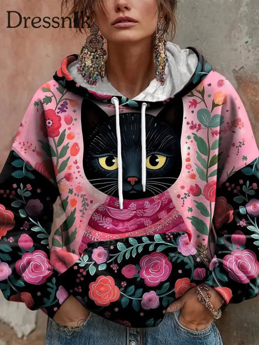 Damen Kapuzen pullover für Katzen kunst als bild / S