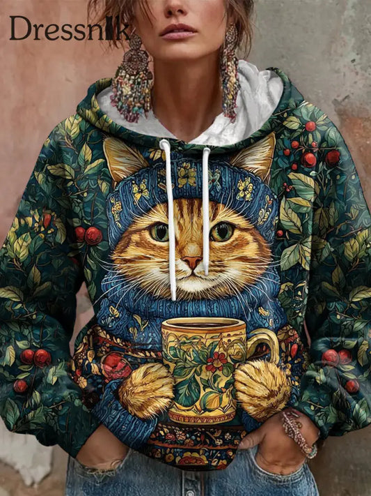 Damen Kapuzen pullover für Katzen kunst als bild / S