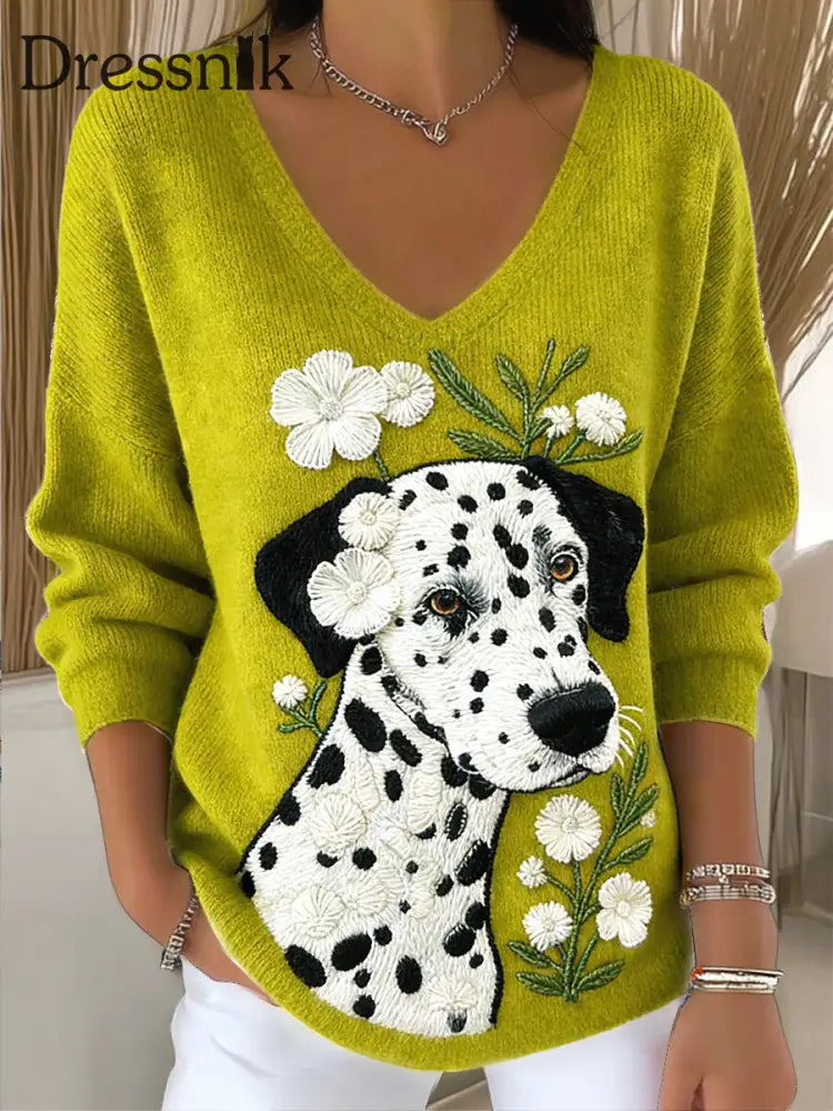 Damen-Kapuzen pullover mit V-Ausschnitt Grün / S