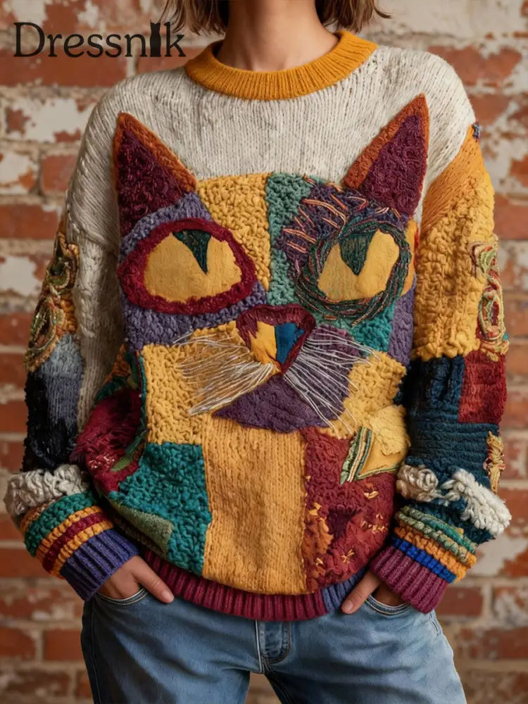 Damen Katzen druck Vintage Tops als bild / S