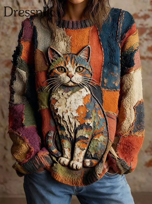 Damen Katzen druck Vintage Tops als bild / S