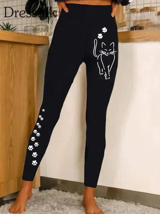 Damen Katzen Kunstdruck Mode Leggings