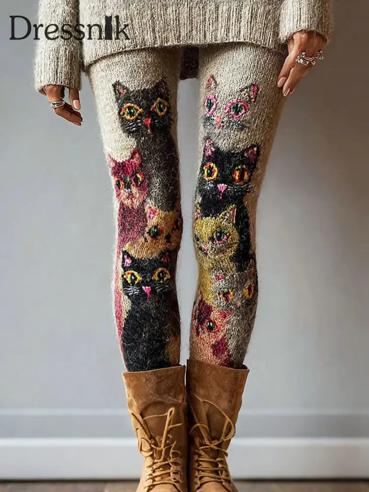 Damen Katzen Print Leggings als bild / S