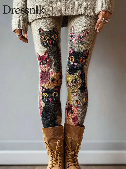 Damen Katzen Print Leggings als bild / S