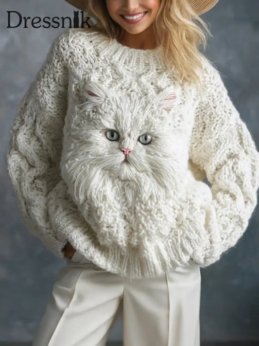 Damen-Katzen-Strick pullover als bild / S