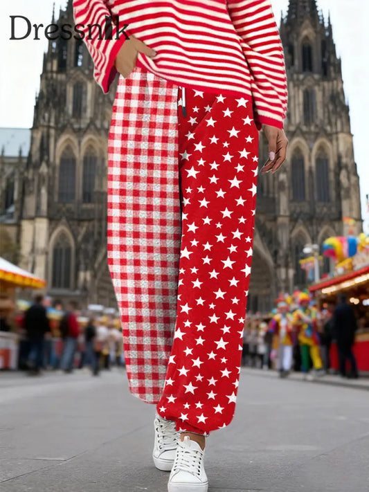 Damen Kölner Karneval bedruckte Freizeit hosen Rot / S