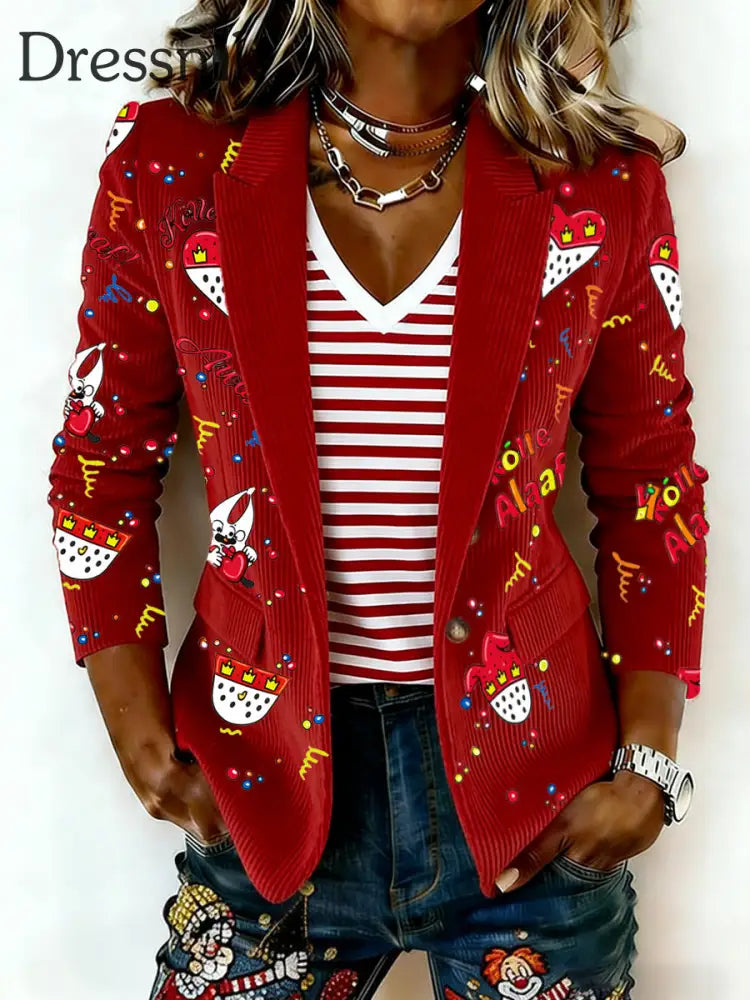 Damen-Kölner Karneval Kolle Alaaf!Print-Anzug Rot / S