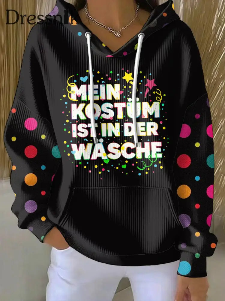 Damen Kölner Karneval Print Hoodie Schwarz / S