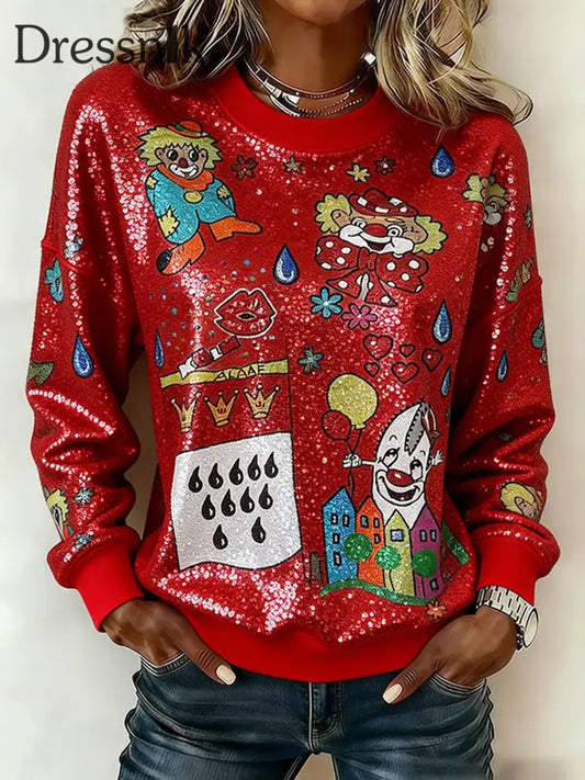 Damen KöLnisch-Karnevals-Druck Regelmäßiges Sweatshirt Rot / S