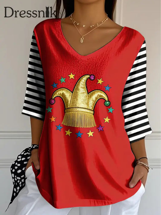 Damen-KöLnisch-Karnevals-T-Shirt mit Halbarm-Print Rot / S