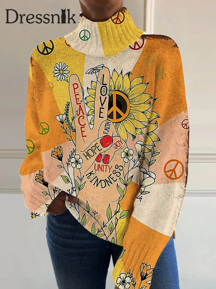 Damen Kunst Vintage Hippie Kunstdruck Lässiger Schicker Pullover A / S