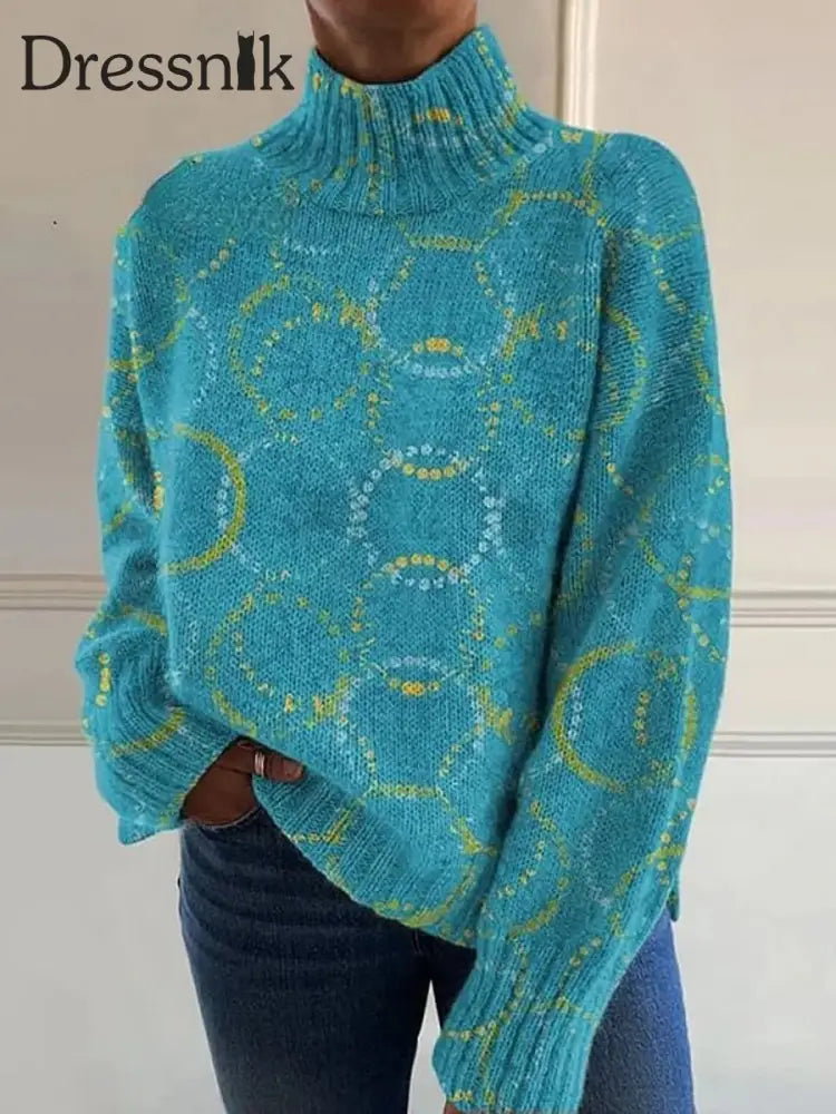 Damen-Kunst-Vintage-Kunstdruck Lässig Schicker Pullover A / S