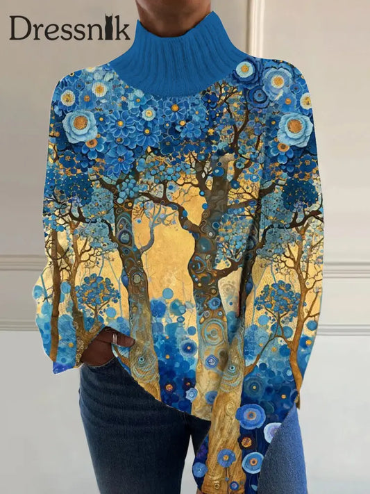 Damen-Kunst-Vintage-Kunstdruck Lässig Schicker Pullover A / S