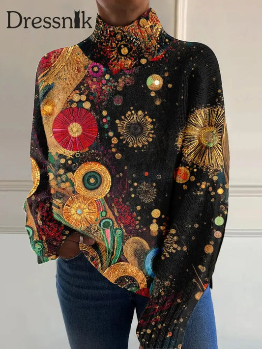 Damen-Kunst-Vintage-Kunstdruck Lässig Schicker Pullover A / S