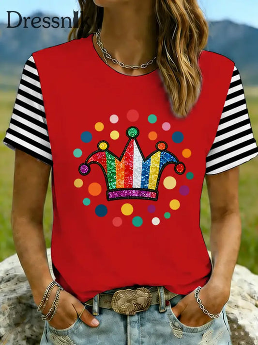 Damen-Kurzarm-T-Shirt KöLnisch-Karnevals-Print Rot / S