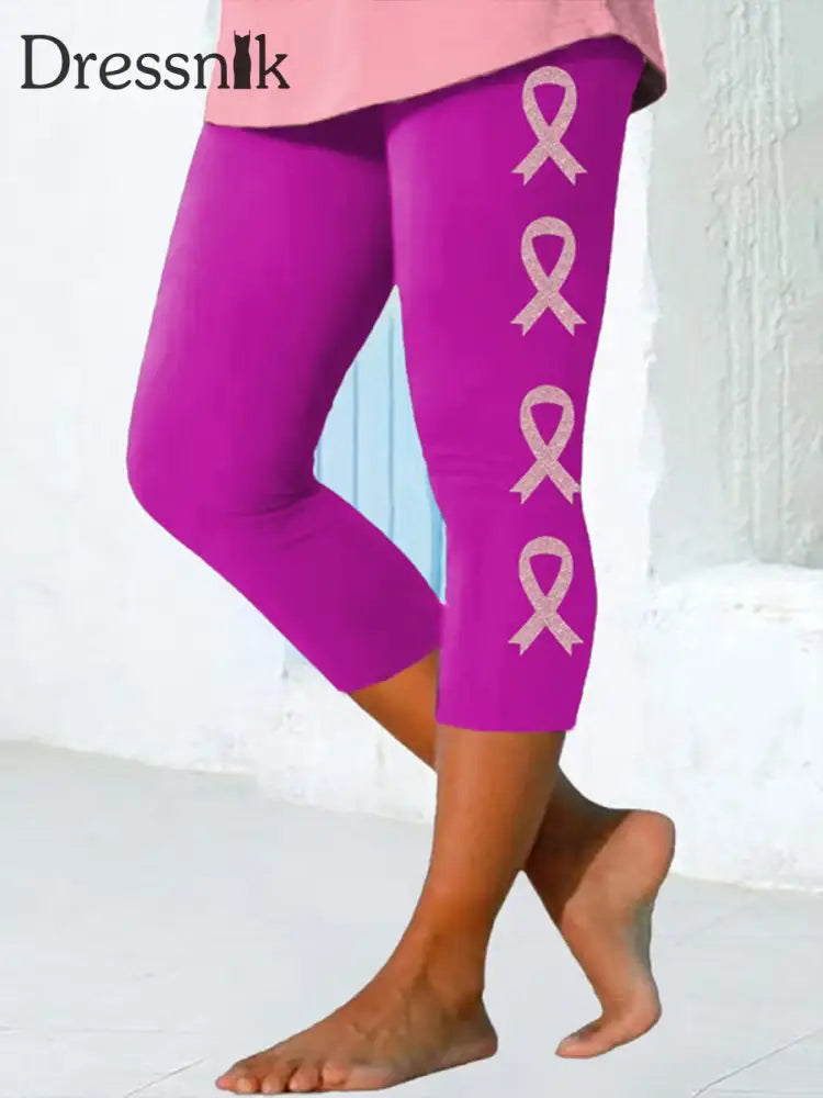 Damen-Leggings mit rosa Farbband druck Rosenrot / S