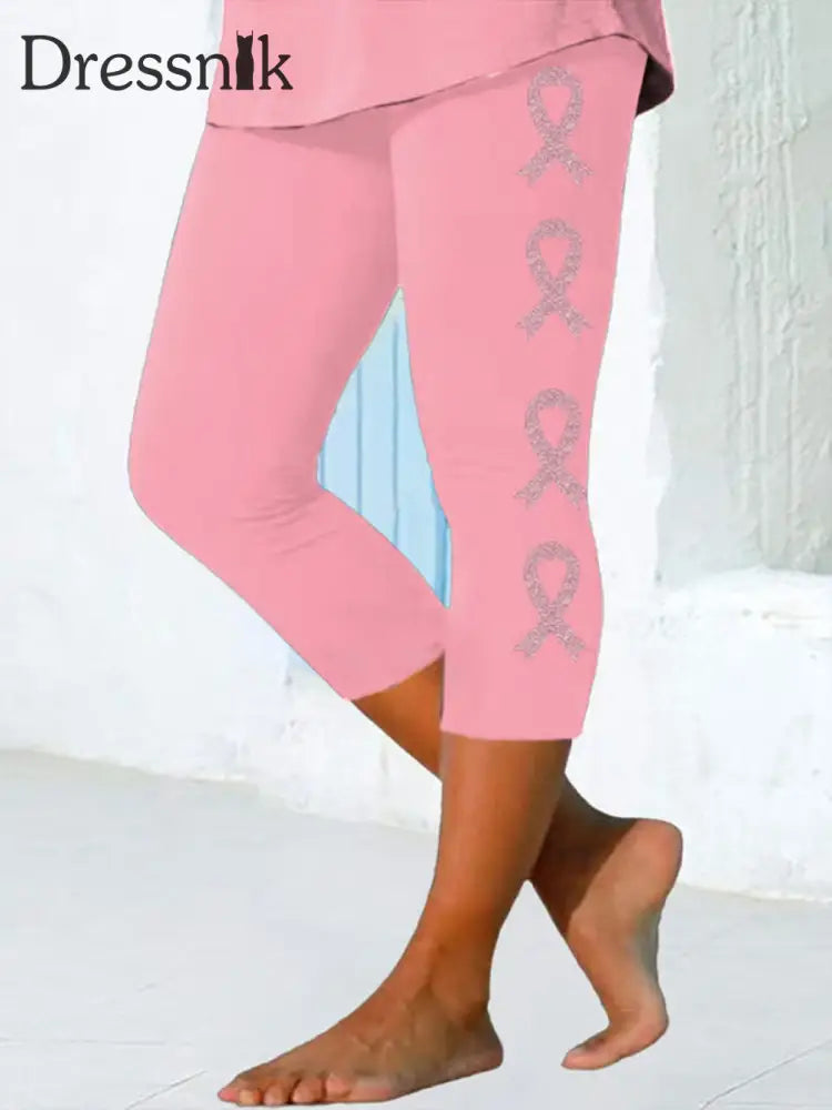 Damen-Leggings mit rosa Farbband druck Rosa / S