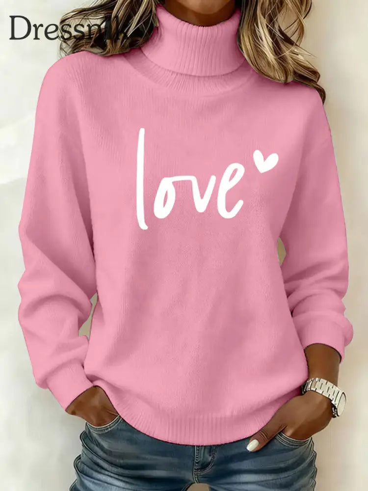 Damen LIEBE Print Casual Top Rosa / S